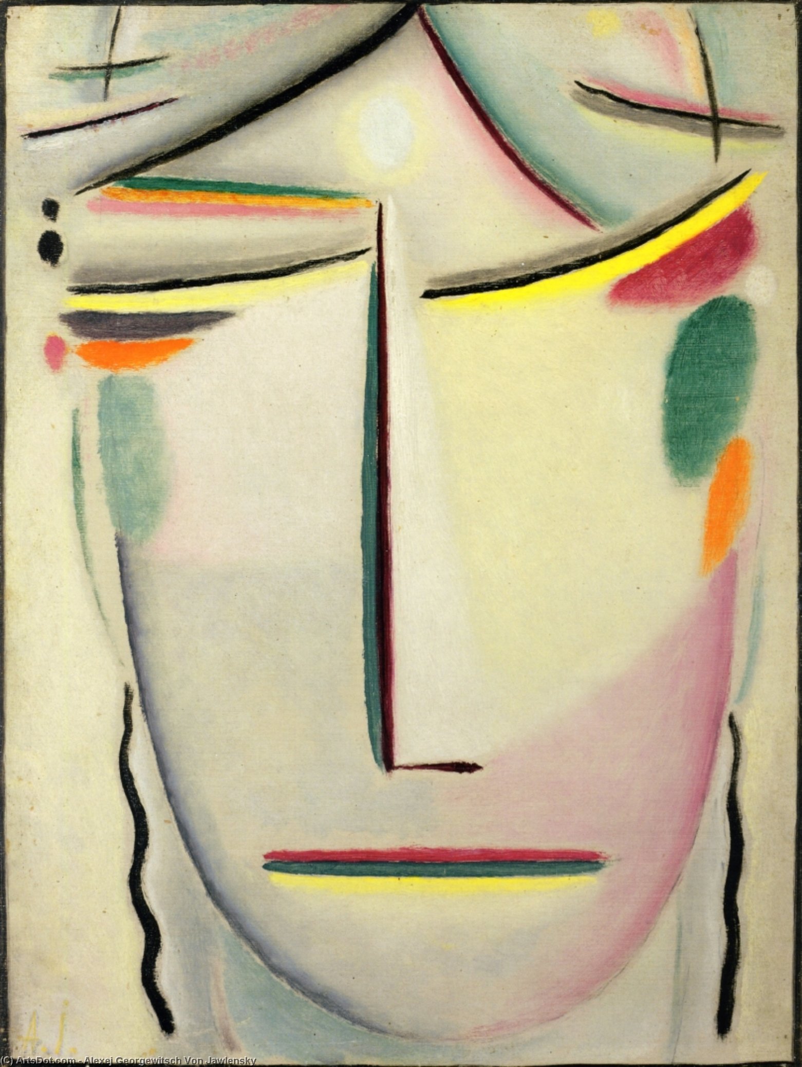 Wikioo.org - The Encyclopedia of Fine Arts - Painting, Artwork by Alexej Georgewitsch Von Jawlensky - Savior's Face: Head in LIght Silence