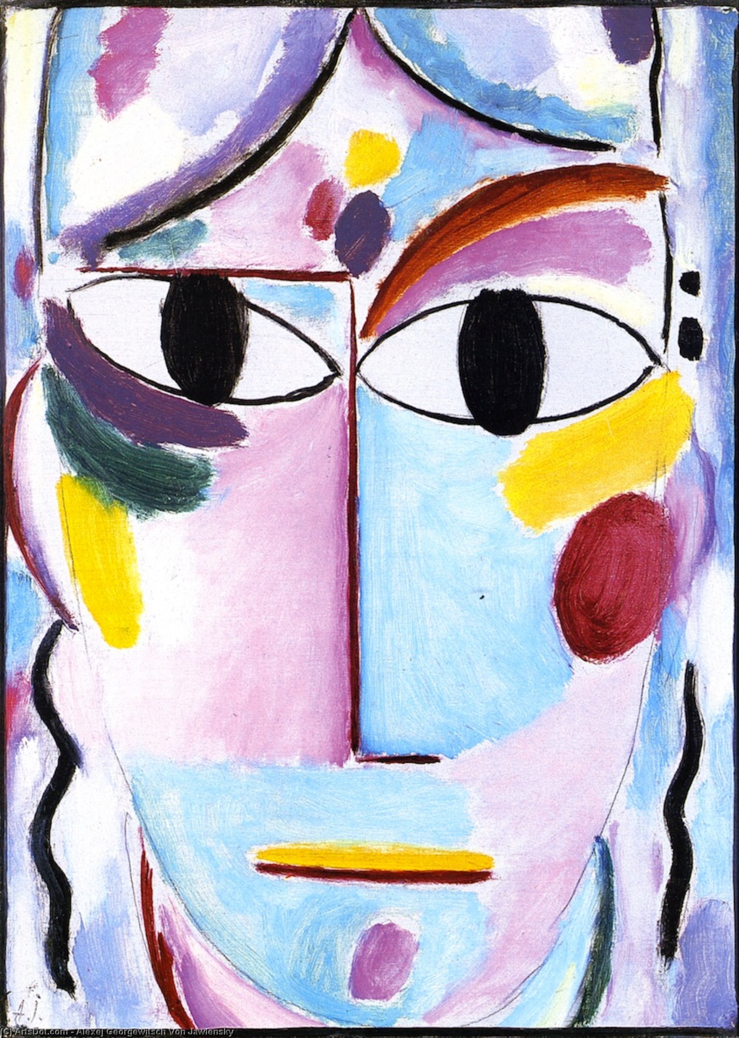 Wikioo.org - Bách khoa toàn thư về mỹ thuật - Vẽ tranh, Tác phẩm nghệ thuật Alexej Georgewitsch Von Jawlensky - Savior's Face: Head with Open Eyes