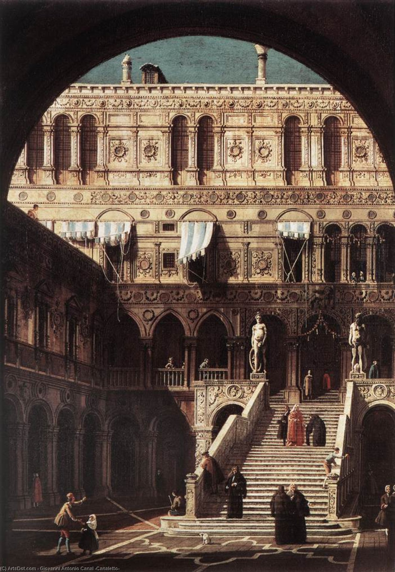 Wikioo.org – La Enciclopedia de las Bellas Artes - Pintura, Obras de arte de Giovanni Antonio Canal (Canaletto) - scala dei giganti