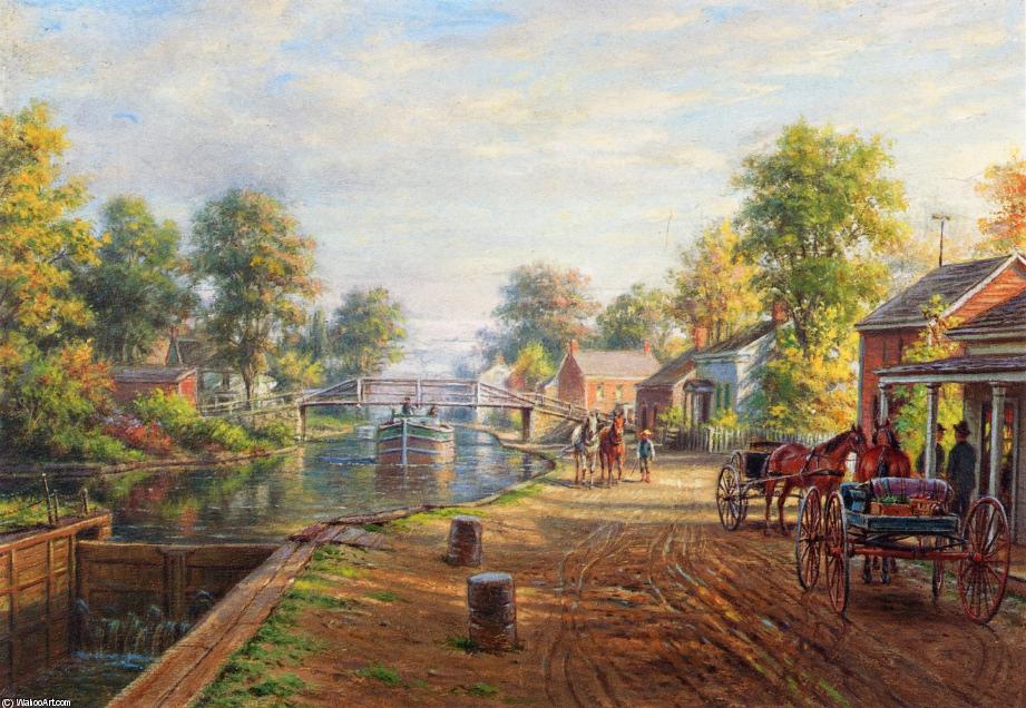 Wikioo.org - The Encyclopedia of Fine Arts - Painting, Artwork by Edward Lamson Henry - Scene along Delaware and Hudson Canal