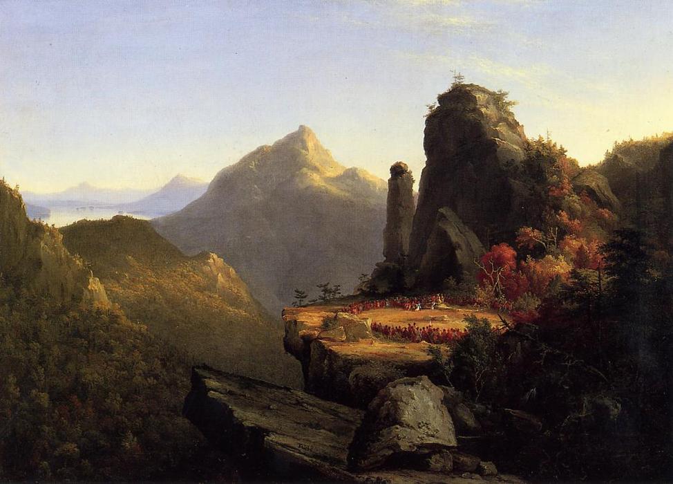 WikiOO.org - Encyclopedia of Fine Arts - Schilderen, Artwork Thomas Cole - Scene from 'The Last of the Mohicans': Cora Kneeling at the Feet of Tanemund