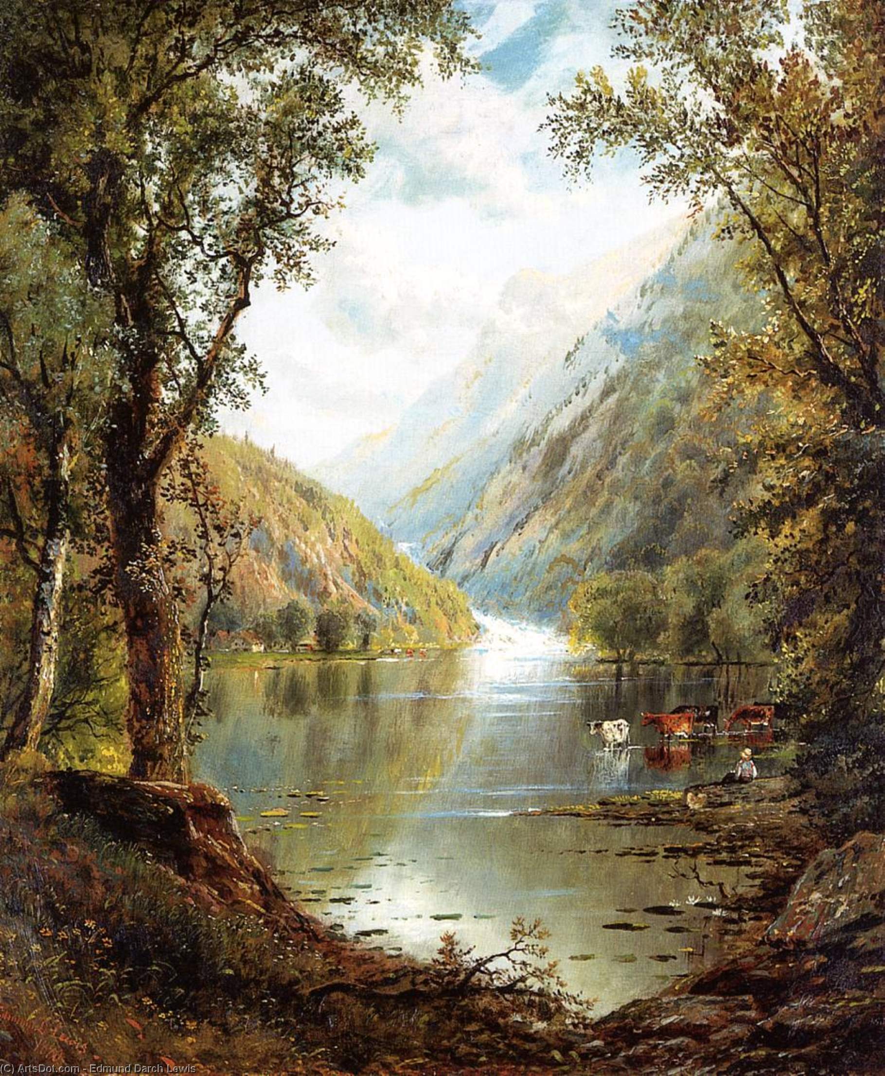 WikiOO.org - Εγκυκλοπαίδεια Καλών Τεχνών - Ζωγραφική, έργα τέχνης Edmund Darch Lewis - Scene in the Catskills
