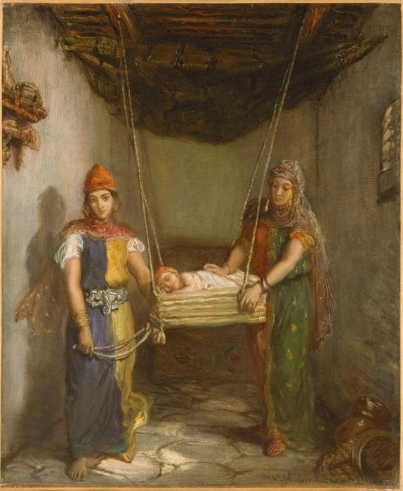 Wikioo.org - The Encyclopedia of Fine Arts - Painting, Artwork by Théodore Chassériau - Scene In The Jewish Quarter Of Constantine (also known as Two Jewish Women of Constantine)