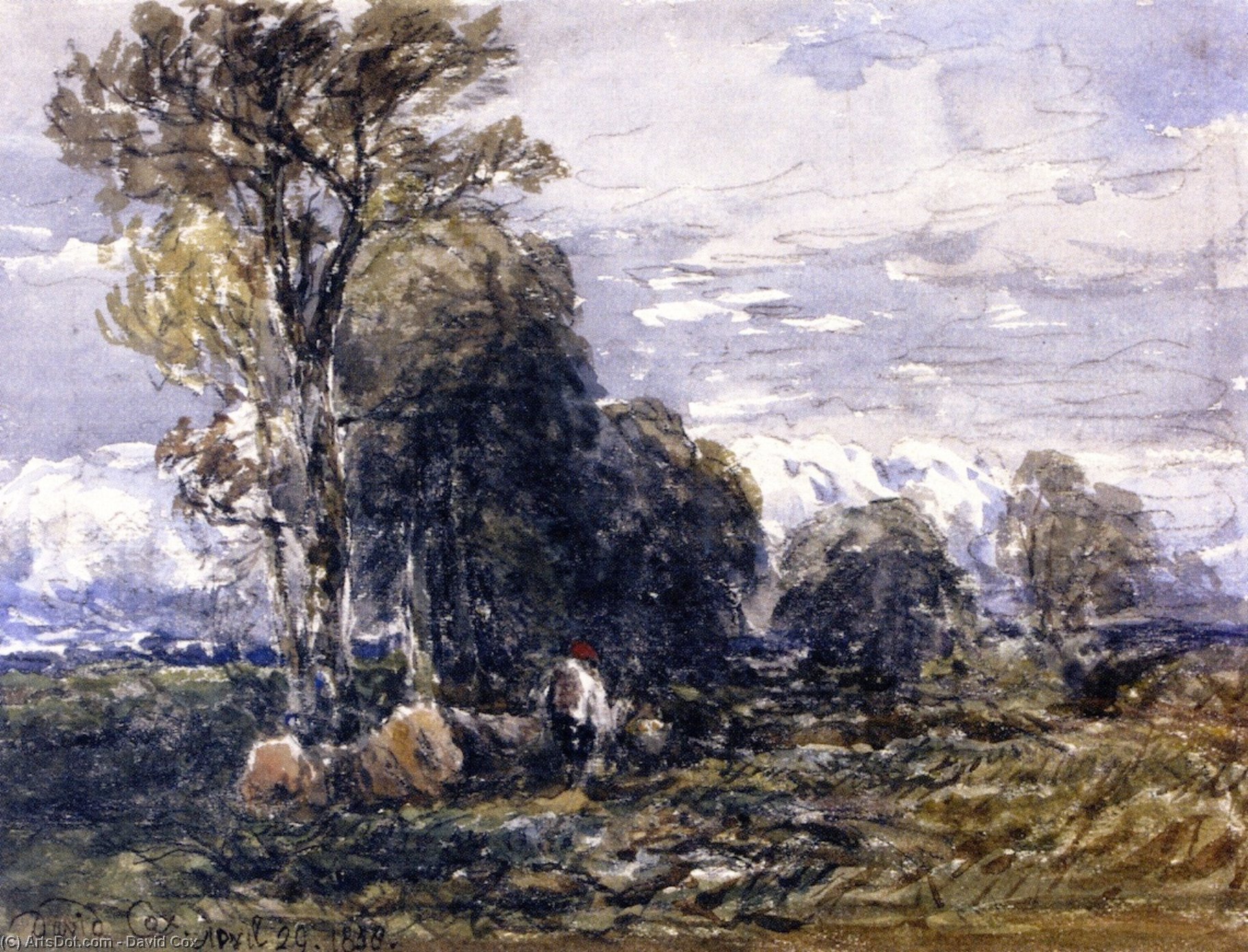 Wikioo.org - The Encyclopedia of Fine Arts - Painting, Artwork by David Cox - Scene in a Lane