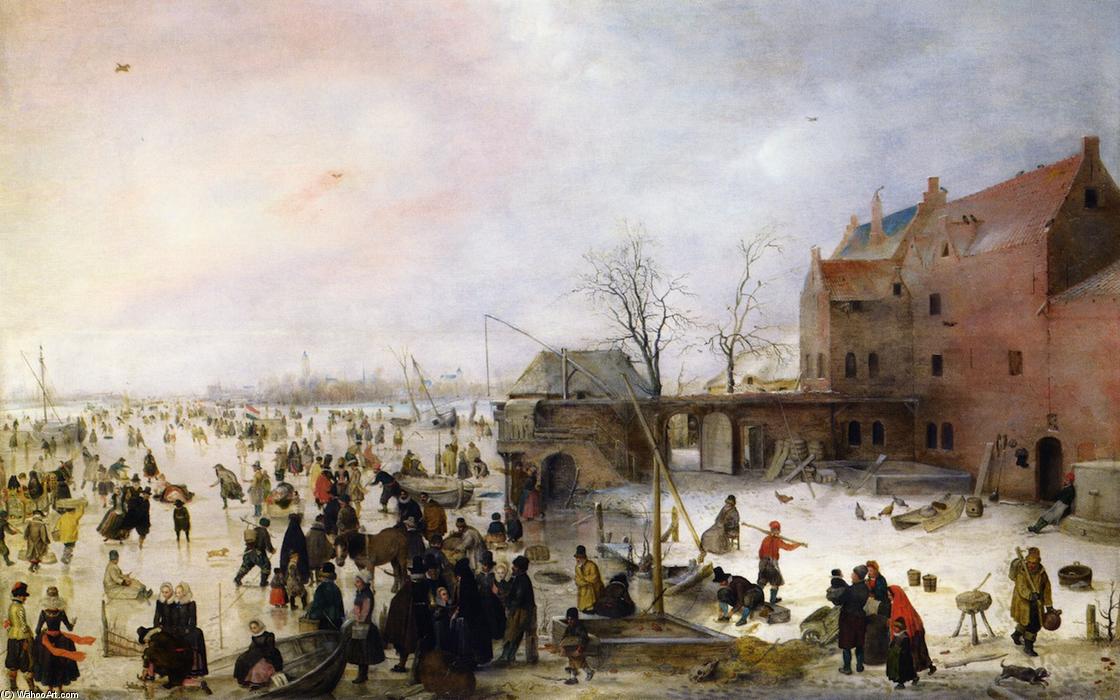 Wikioo.org - The Encyclopedia of Fine Arts - Painting, Artwork by Hendrick Avercamp - A Scene on the Ice near a Brewery