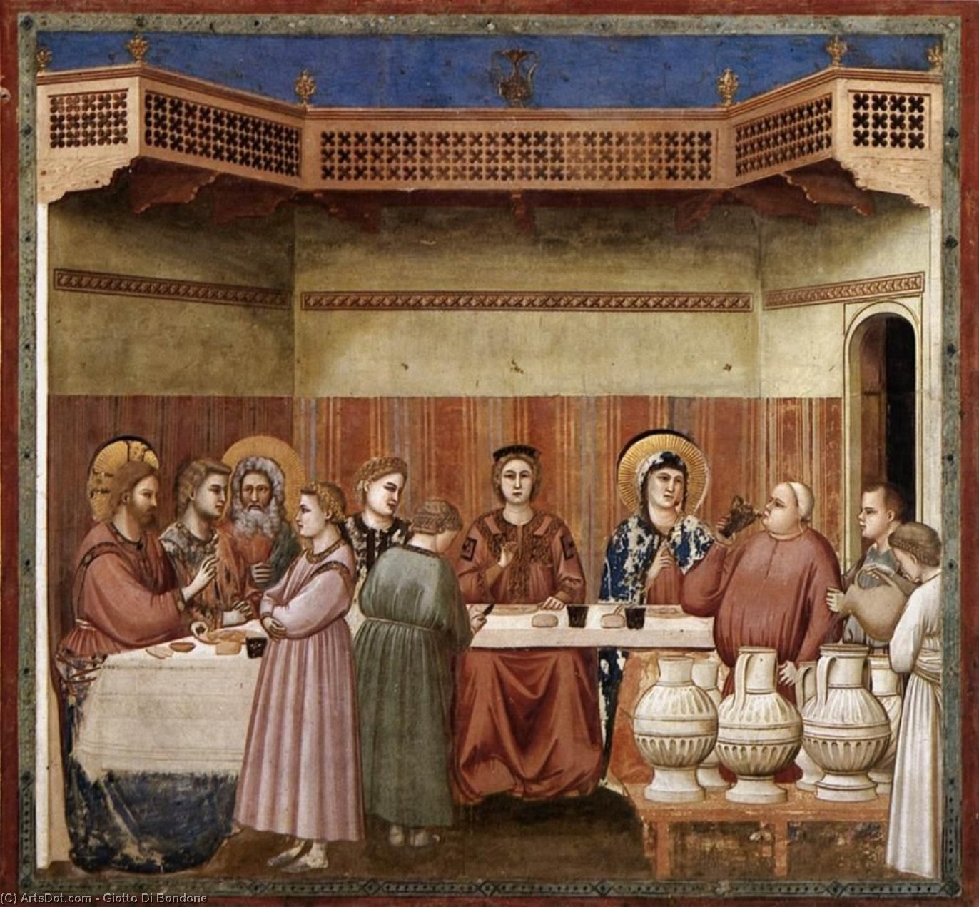 Wikioo.org – La Enciclopedia de las Bellas Artes - Pintura, Obras de arte de Giotto Di Bondone - escenas de la vida de cristo : 8 . bodas de caná ( capilla de los scrovegni ( capilla de la arena ) , Padua )