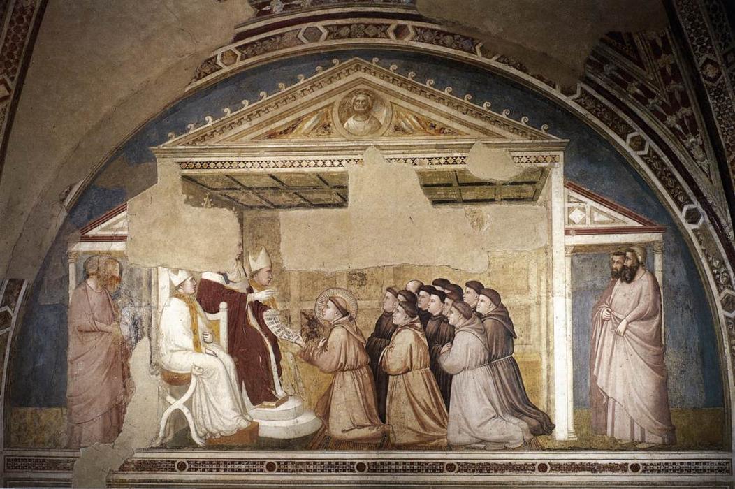 Wikioo.org – L'Enciclopedia delle Belle Arti - Pittura, Opere di Giotto Di Bondone - Scene da vita di san francesco : 5 . conferma della regola ( Bardi Cappella , Babbo Croce , Firenze )