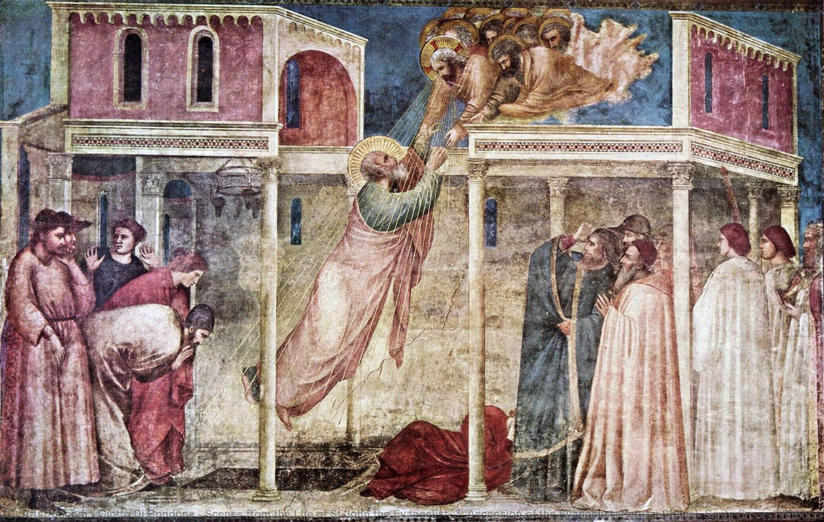 Wikioo.org - สารานุกรมวิจิตรศิลป์ - จิตรกรรม Giotto Di Bondone - Scenes from the Life of St John the Evangelist: 3. Ascension of the Evangelist (Peruzzi Chapel, Santa Croce, Florence)