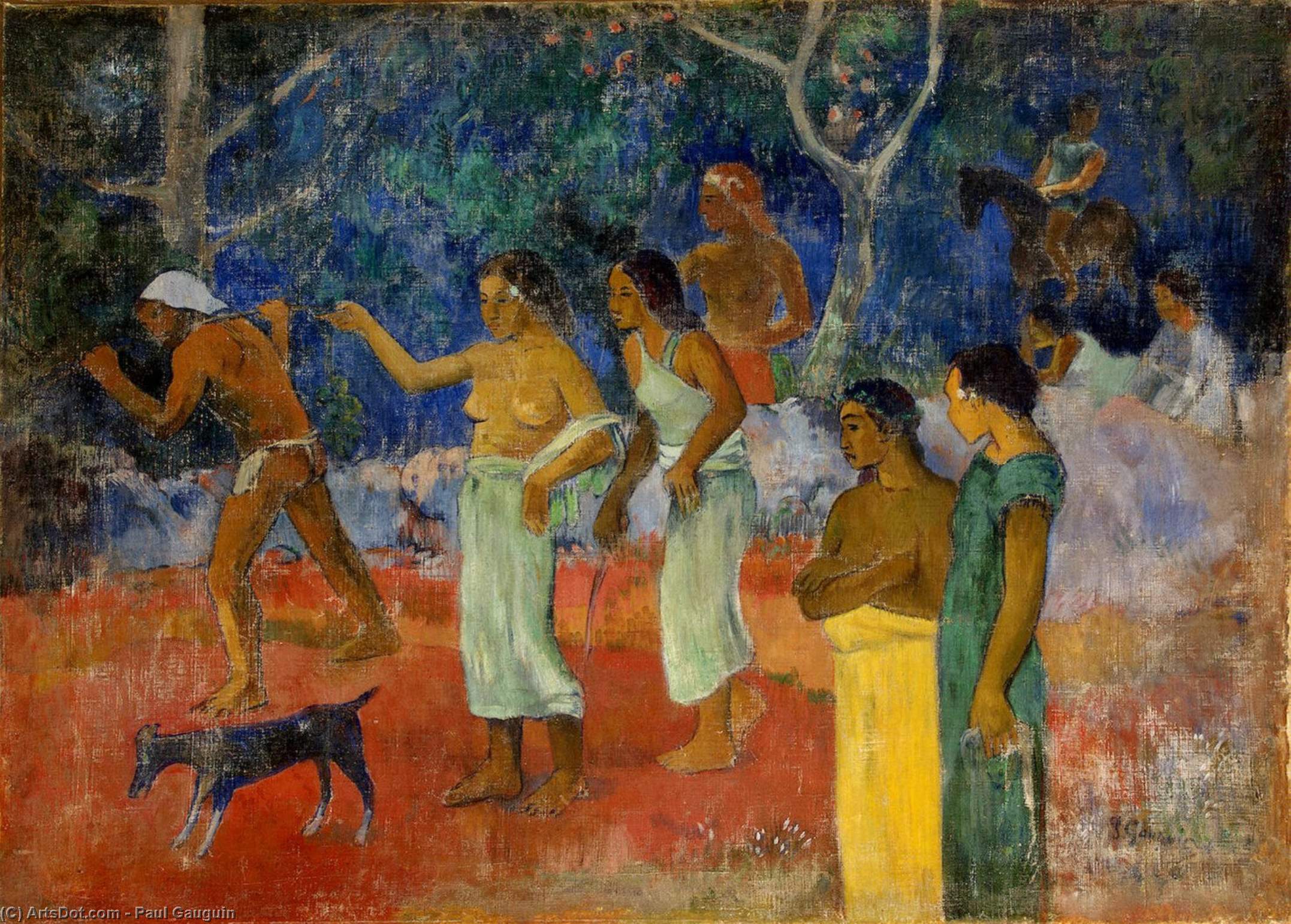 Wikioo.org - Bách khoa toàn thư về mỹ thuật - Vẽ tranh, Tác phẩm nghệ thuật Paul Gauguin - Scenes from Tahitian Live