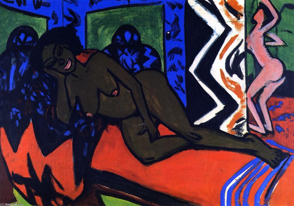 Wikioo.org - The Encyclopedia of Fine Arts - Painting, Artwork by Ernst Ludwig Kirchner - Schlafende Milly