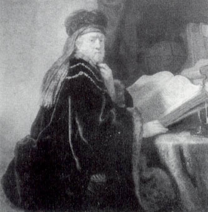 Wikioo.org - The Encyclopedia of Fine Arts - Painting, Artwork by Rembrandt Van Rijn - A Scholar Seated at a Desk