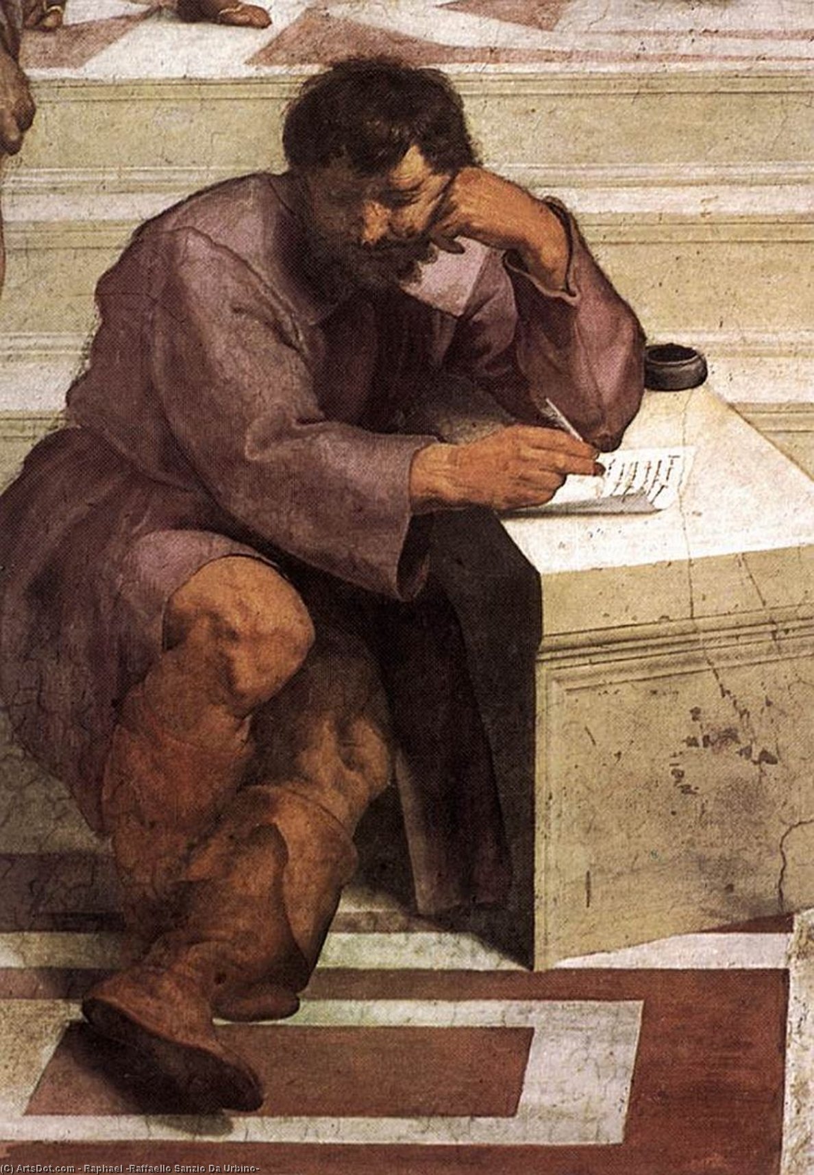 Wikioo.org – La Enciclopedia de las Bellas Artes - Pintura, Obras de arte de Raphael (Raffaello Sanzio Da Urbino) - el escuela de atenas ( detalle 2 ) ( stanza della signatura )