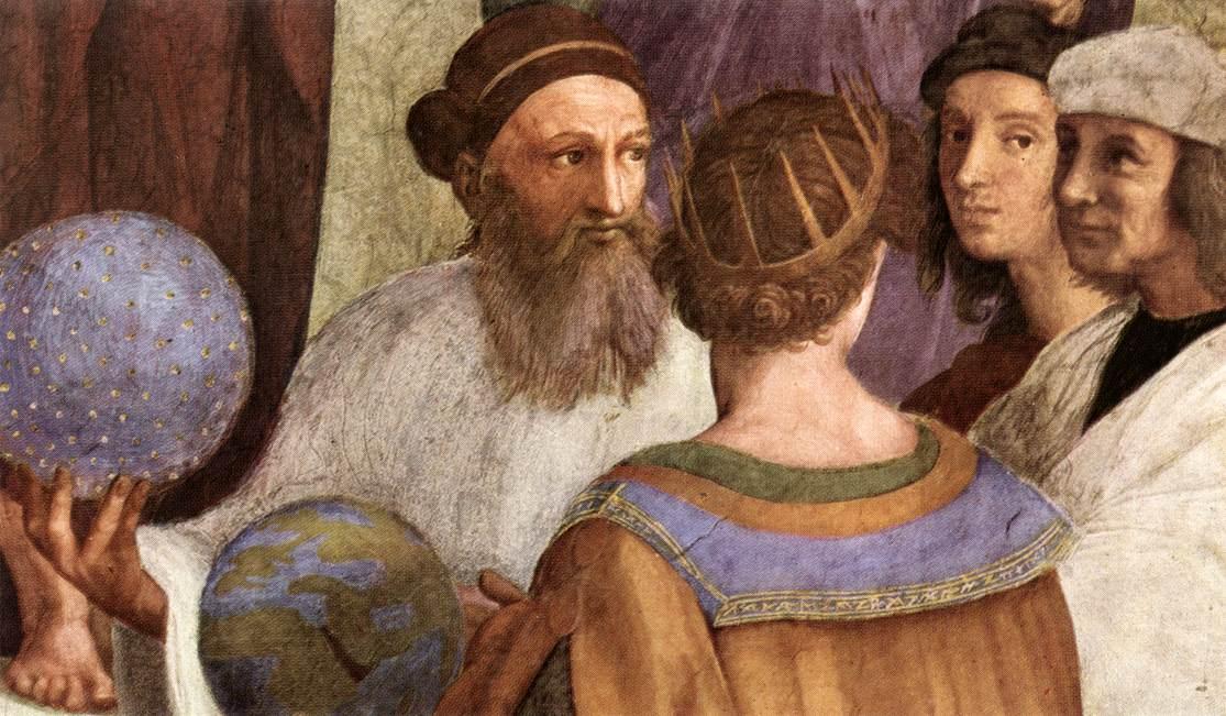 WikiOO.org - Encyclopedia of Fine Arts - Lukisan, Artwork Raphael (Raffaello Sanzio Da Urbino) - The School of Athens (detail 7) (Stanza della Segnatura)