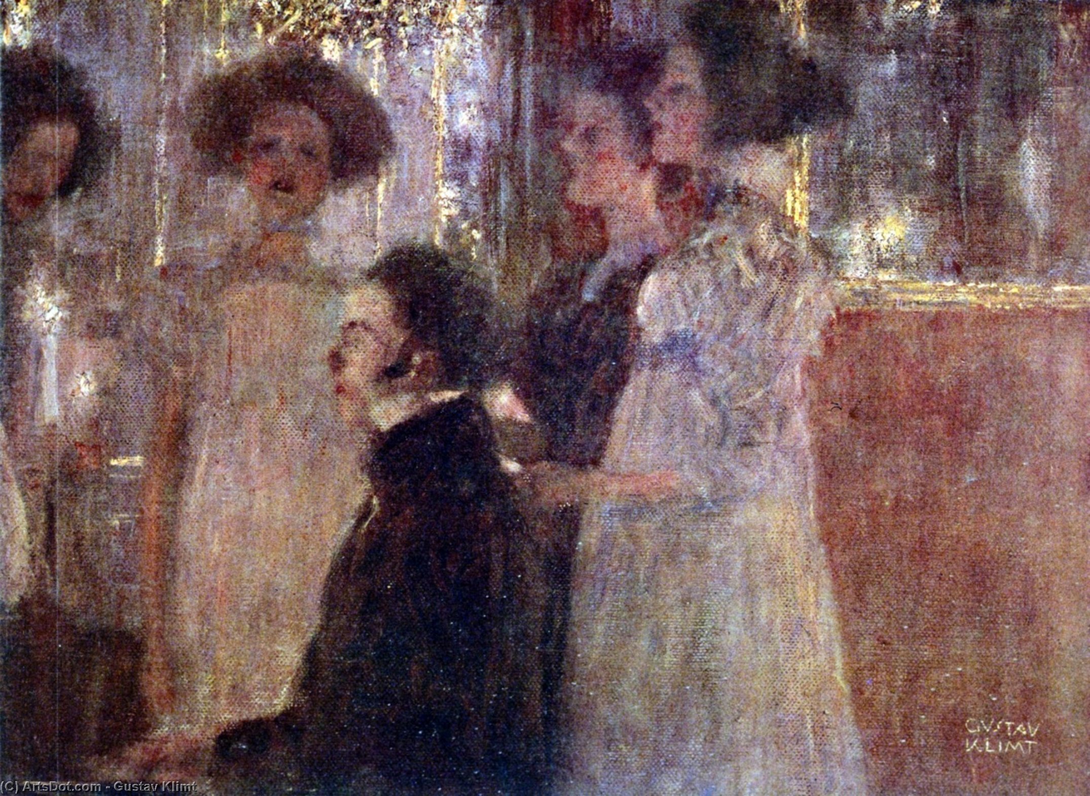Wikioo.org - The Encyclopedia of Fine Arts - Painting, Artwork by Gustav Klimt - Schubert at the piano I