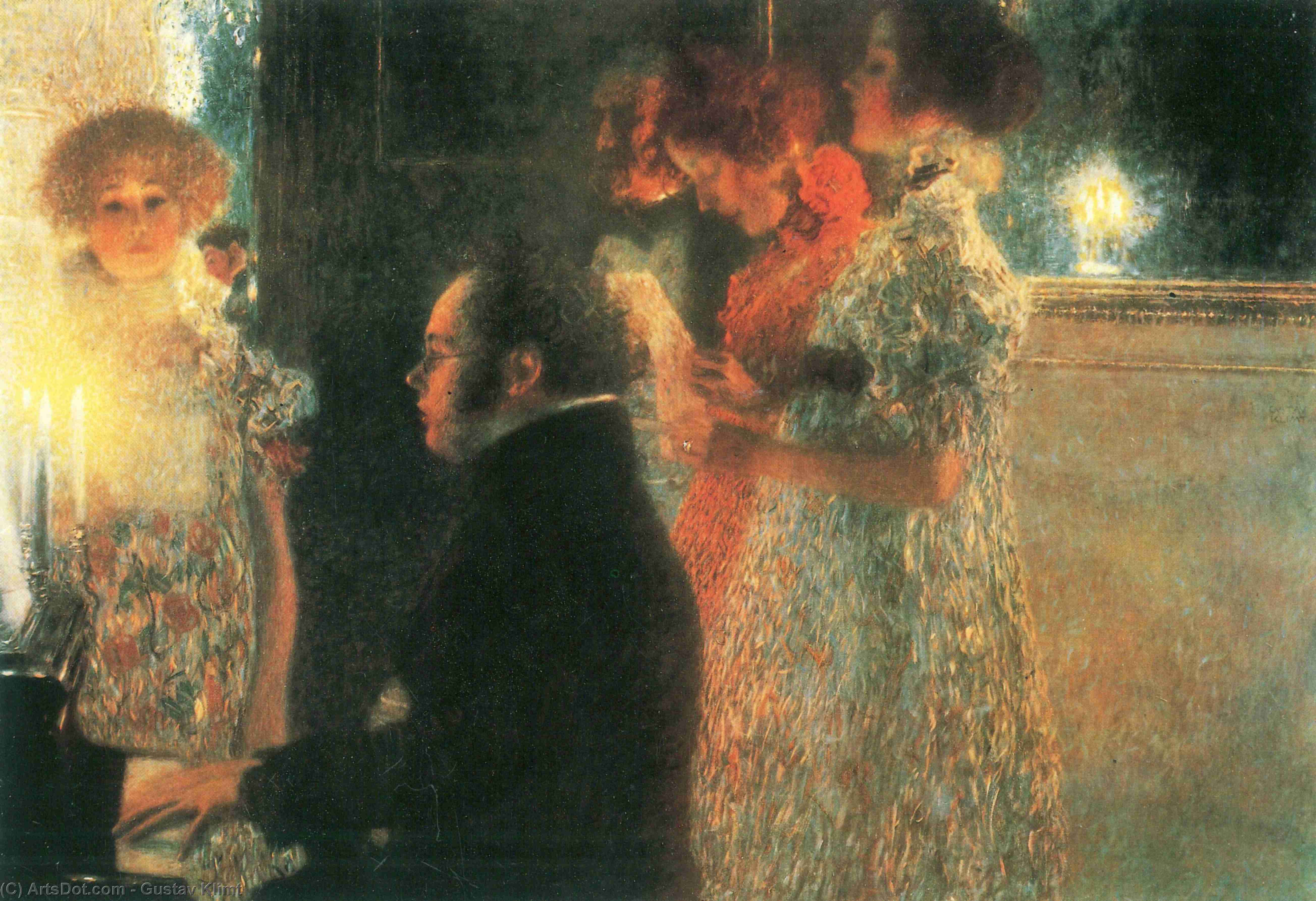Wikioo.org - The Encyclopedia of Fine Arts - Painting, Artwork by Gustav Klimt - Schubert at the Piano II