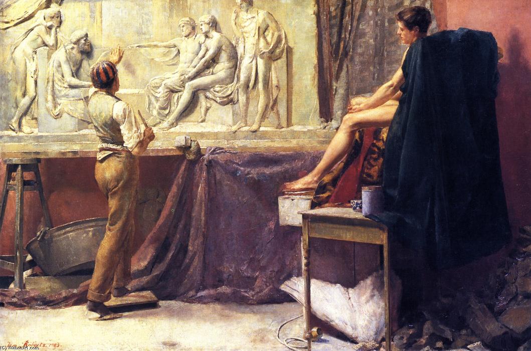 Wikioo.org - The Encyclopedia of Fine Arts - Painting, Artwork by Thomas William Roberts - The Sculptor's Studio