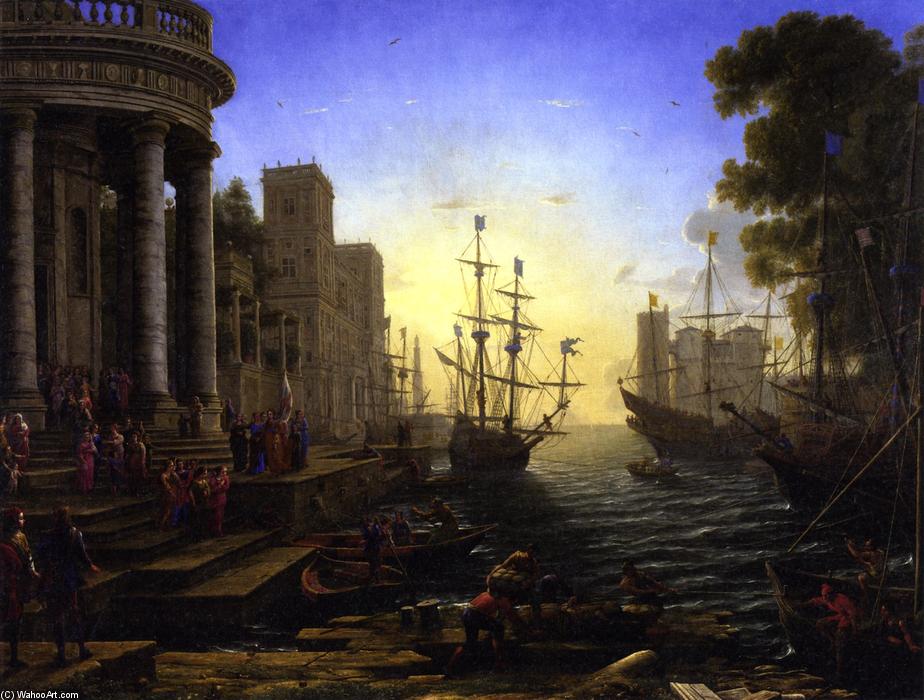 Wikioo.org - The Encyclopedia of Fine Arts - Painting, Artwork by Claude Lorrain (Claude Gellée) - Seaport with the Embarkation of Saint Ursula