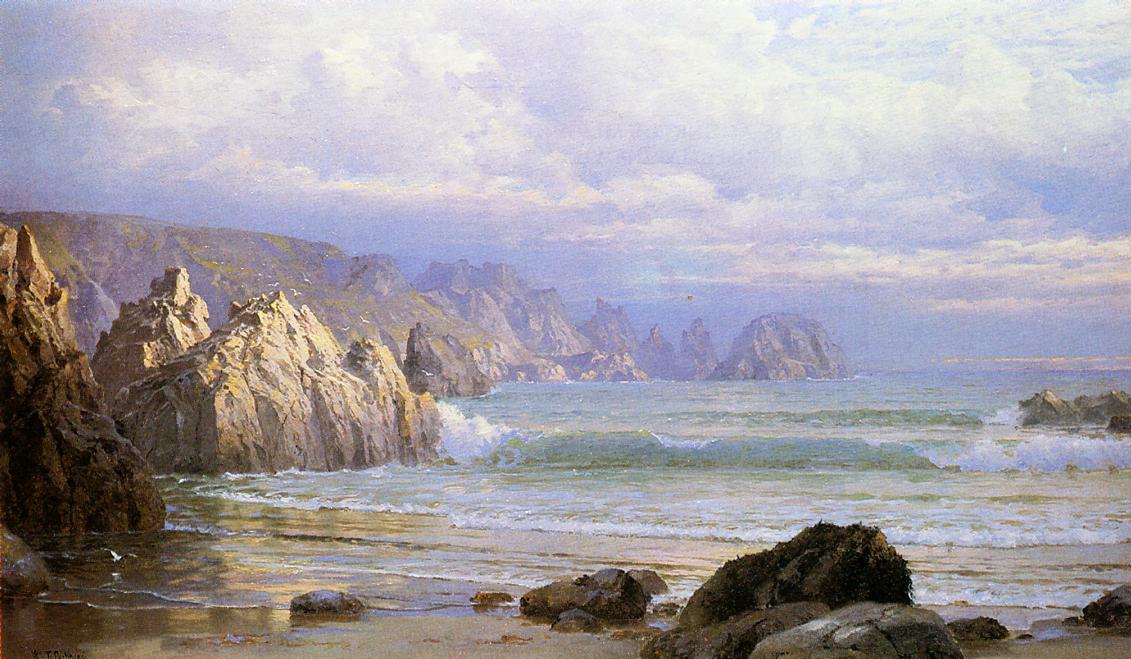 Wikioo.org - The Encyclopedia of Fine Arts - Painting, Artwork by William Trost Richards - Seascape: Along the Cliffs