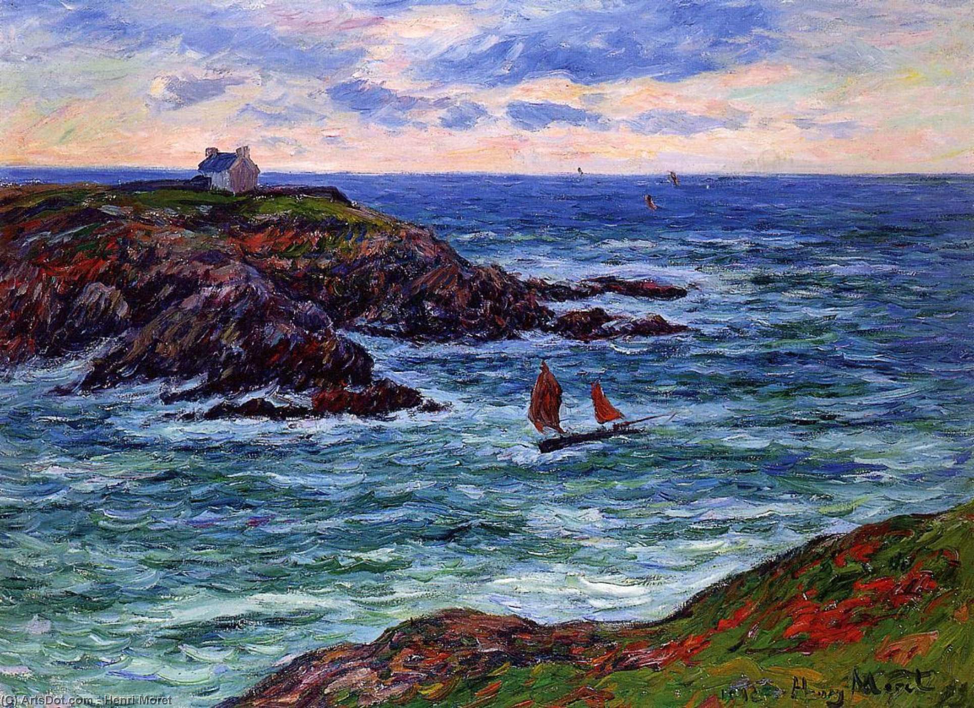 WikiOO.org - Encyclopedia of Fine Arts - Lukisan, Artwork Henri Moret - Seascape: Doelan, Brittany