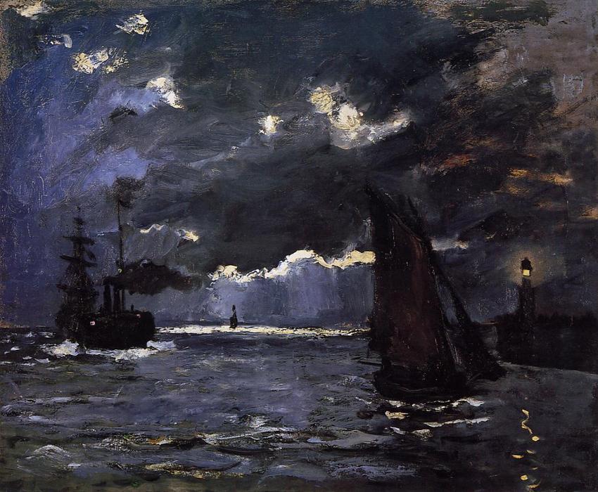 WikiOO.org - Güzel Sanatlar Ansiklopedisi - Resim, Resimler Claude Monet - Seascape, Night Effect