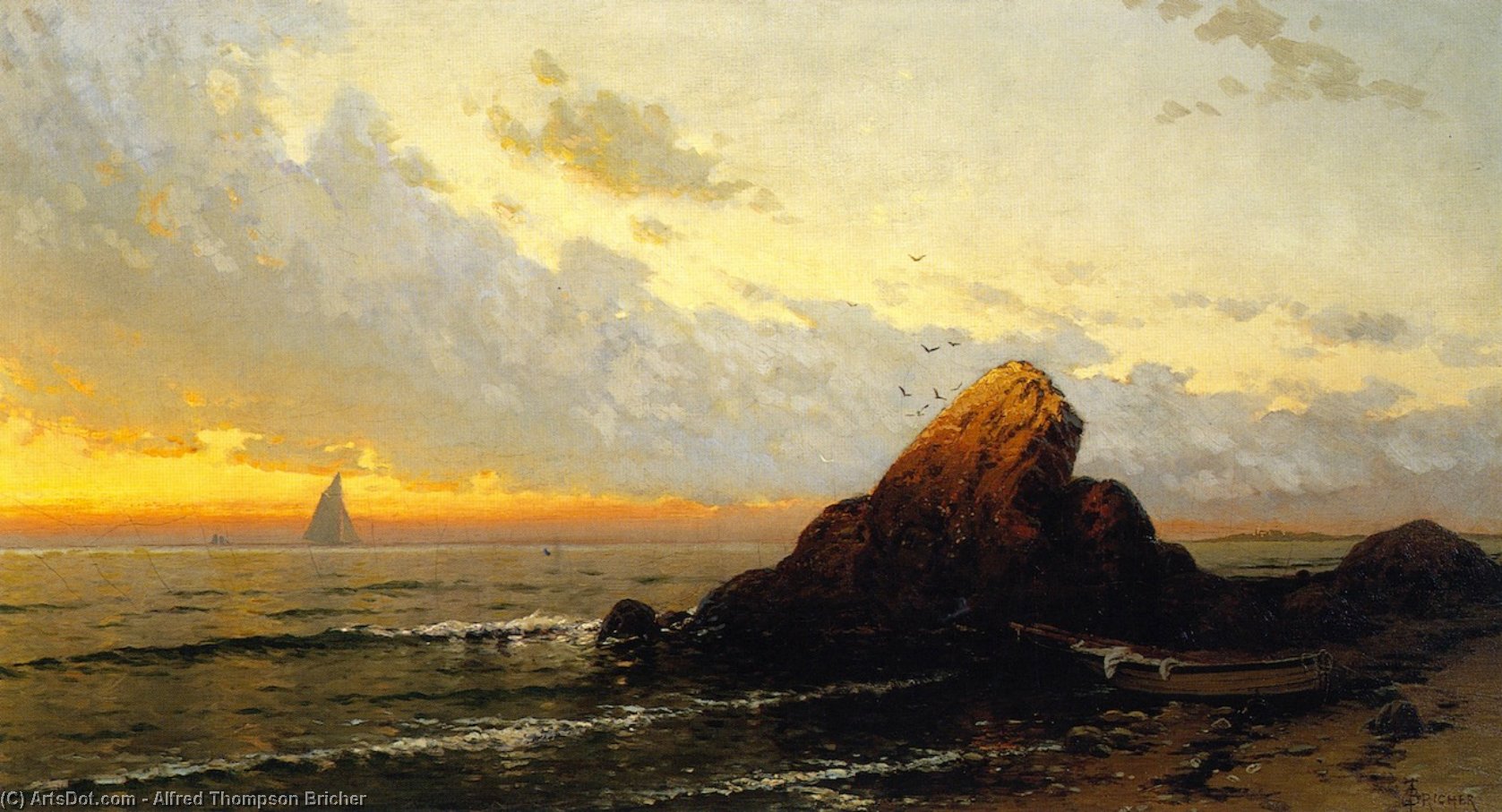 Wikioo.org - Encyklopedia Sztuk Pięknych - Malarstwo, Grafika Alfred Thompson Bricher - Seascape: Sunset