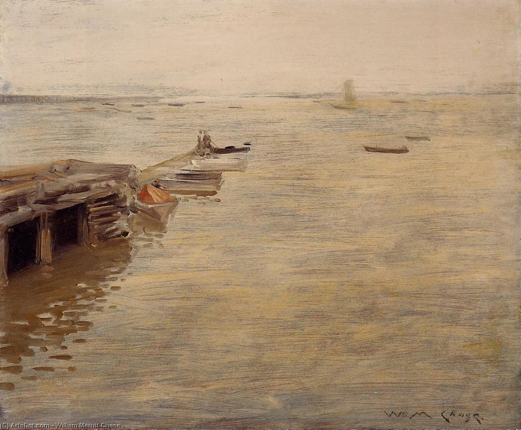 Wikioo.org - Die Enzyklopädie bildender Kunst - Malerei, Kunstwerk von William Merritt Chase - meeresküste auch  bekannt  wie  Ein  grau  tag