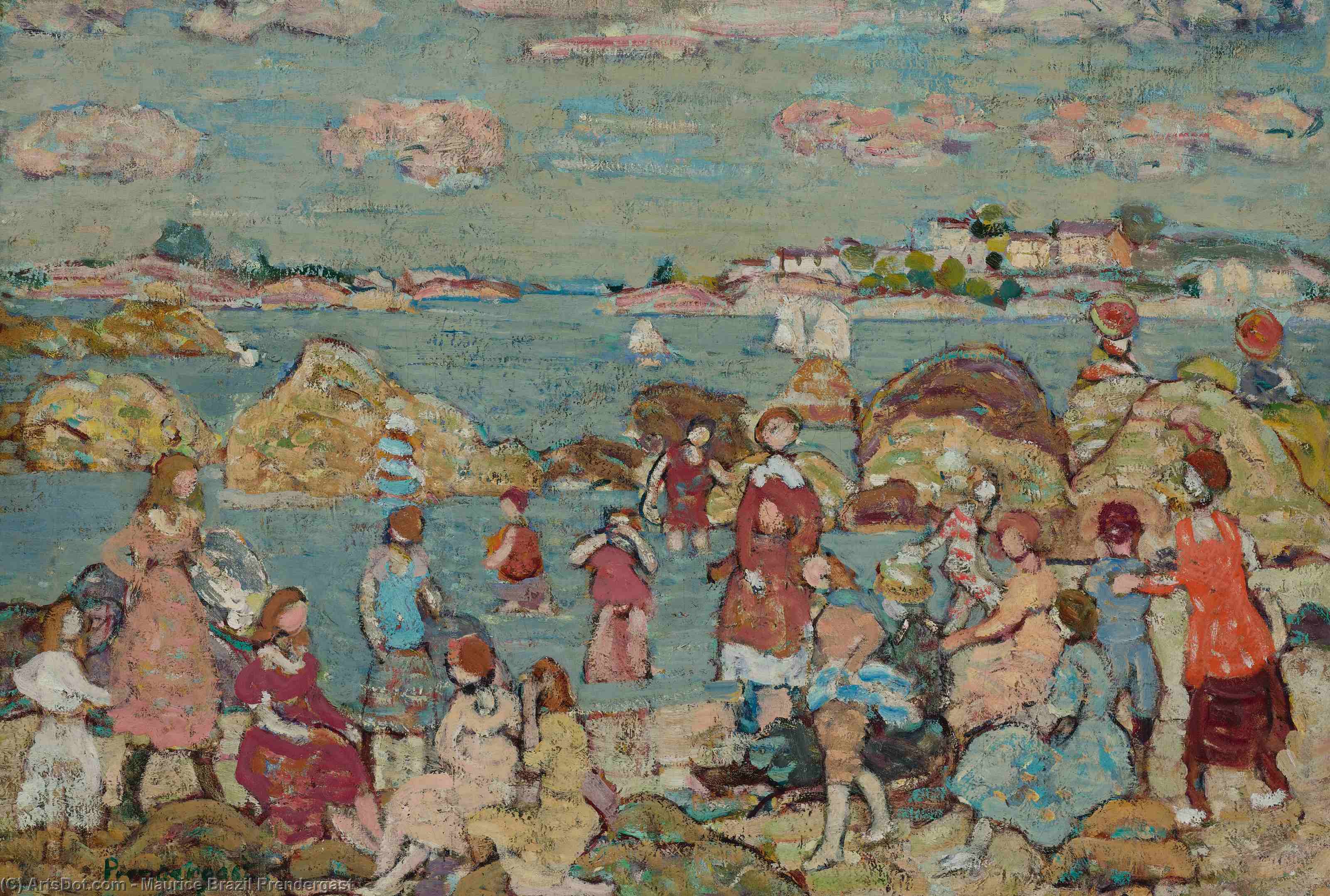 Wikioo.org - The Encyclopedia of Fine Arts - Painting, Artwork by Maurice Brazil Prendergast - The Seashore