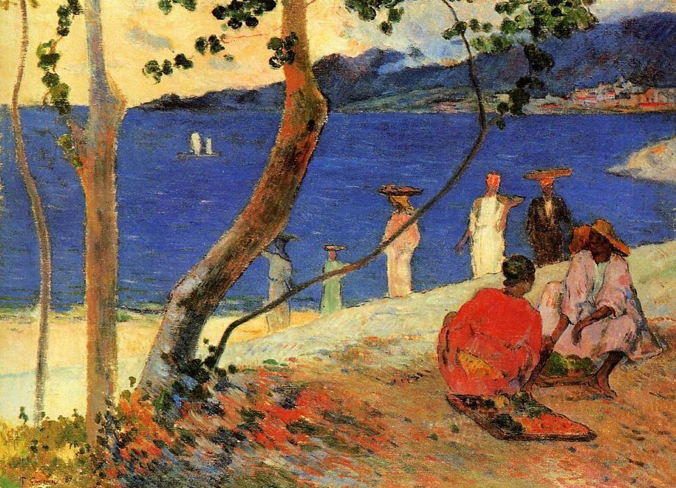 WikiOO.org - Encyclopedia of Fine Arts - Målning, konstverk Paul Gauguin - Seashore, Martinique (also known as Fruit Porters at Turin Bight)