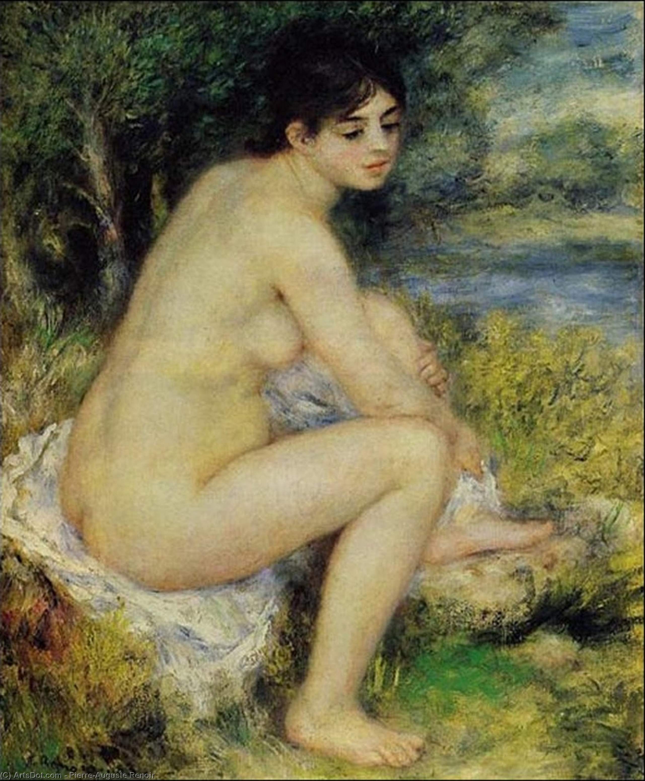 WikiOO.org – 美術百科全書 - 繪畫，作品 Pierre-Auguste Renoir -  坐在  沐浴者