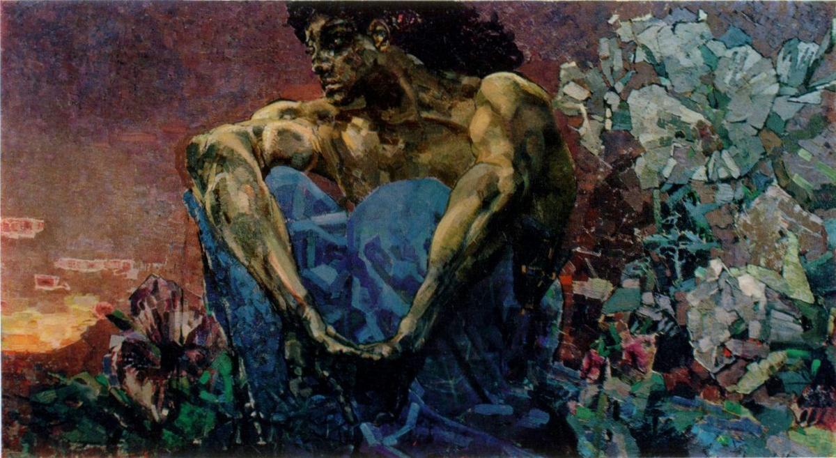 Wikioo.org - The Encyclopedia of Fine Arts - Painting, Artwork by Mikhail Vrubel - Seated Deamon