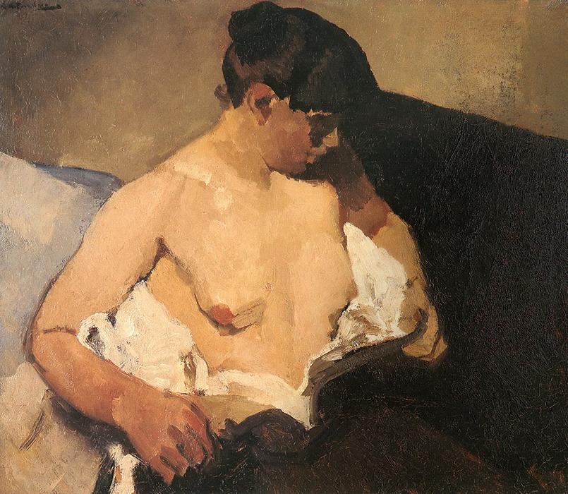 Wikioo.org – L'Enciclopedia delle Belle Arti - Pittura, Opere di George Hendrik Breitner - Seduto mezzo Nudo