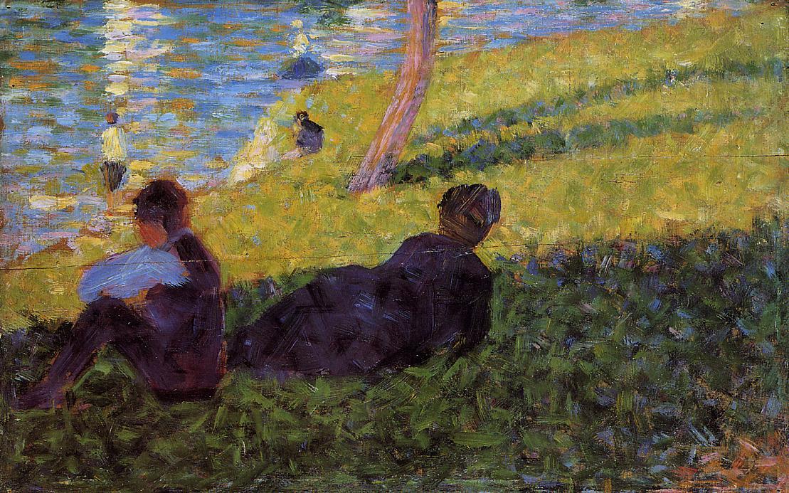 WikiOO.org - Енциклопедия за изящни изкуства - Живопис, Произведения на изкуството Georges Pierre Seurat - Seated Man, Reclining Woman