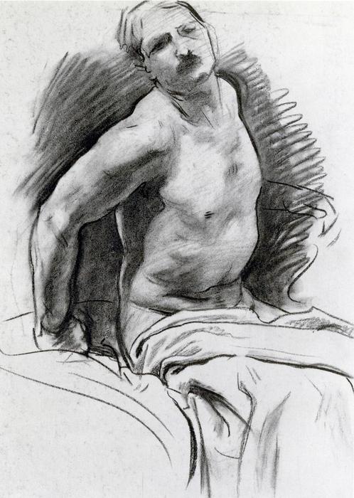 WikiOO.org - Encyclopedia of Fine Arts - Maľba, Artwork John Singer Sargent - Seated Model with Drapery