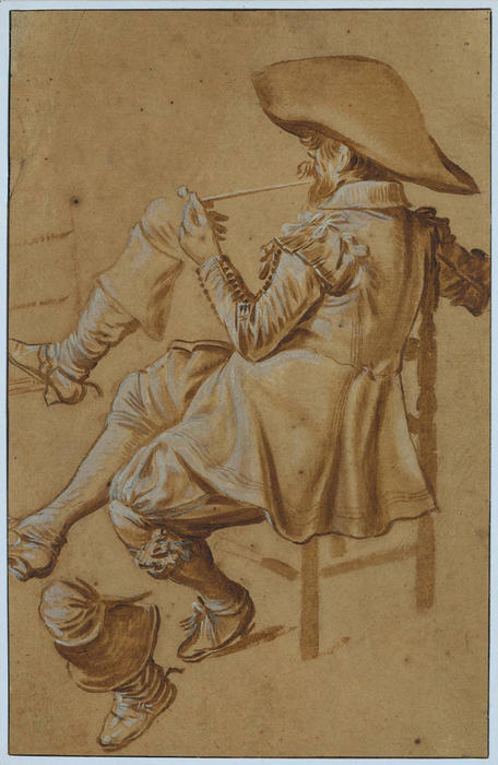 WikiOO.org - אנציקלופדיה לאמנויות יפות - ציור, יצירות אמנות Dirck Hals - Seated Man Smoking a Pipe