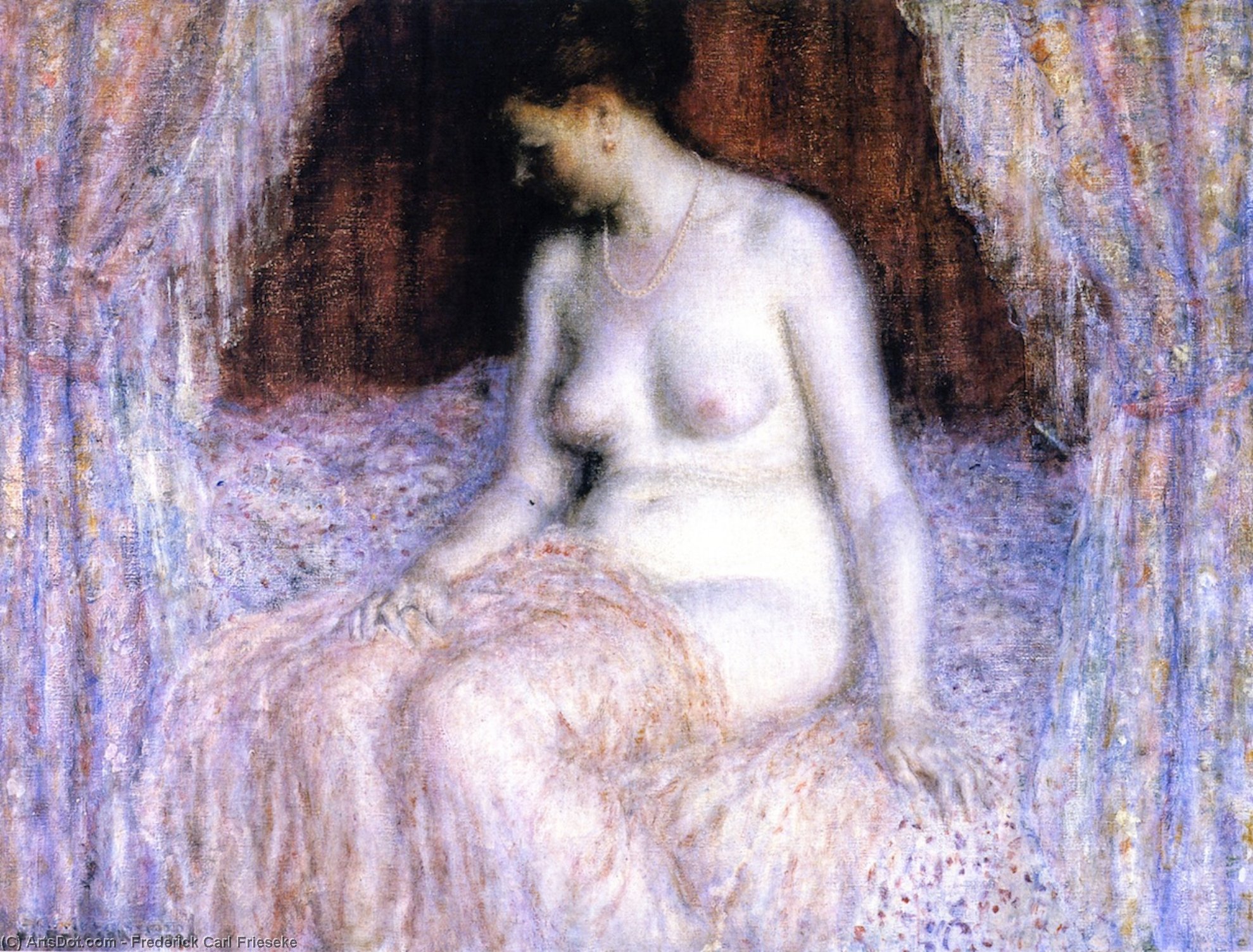 WikiOO.org - Encyclopedia of Fine Arts - Maľba, Artwork Frederick Carl Frieseke - Seated Nude