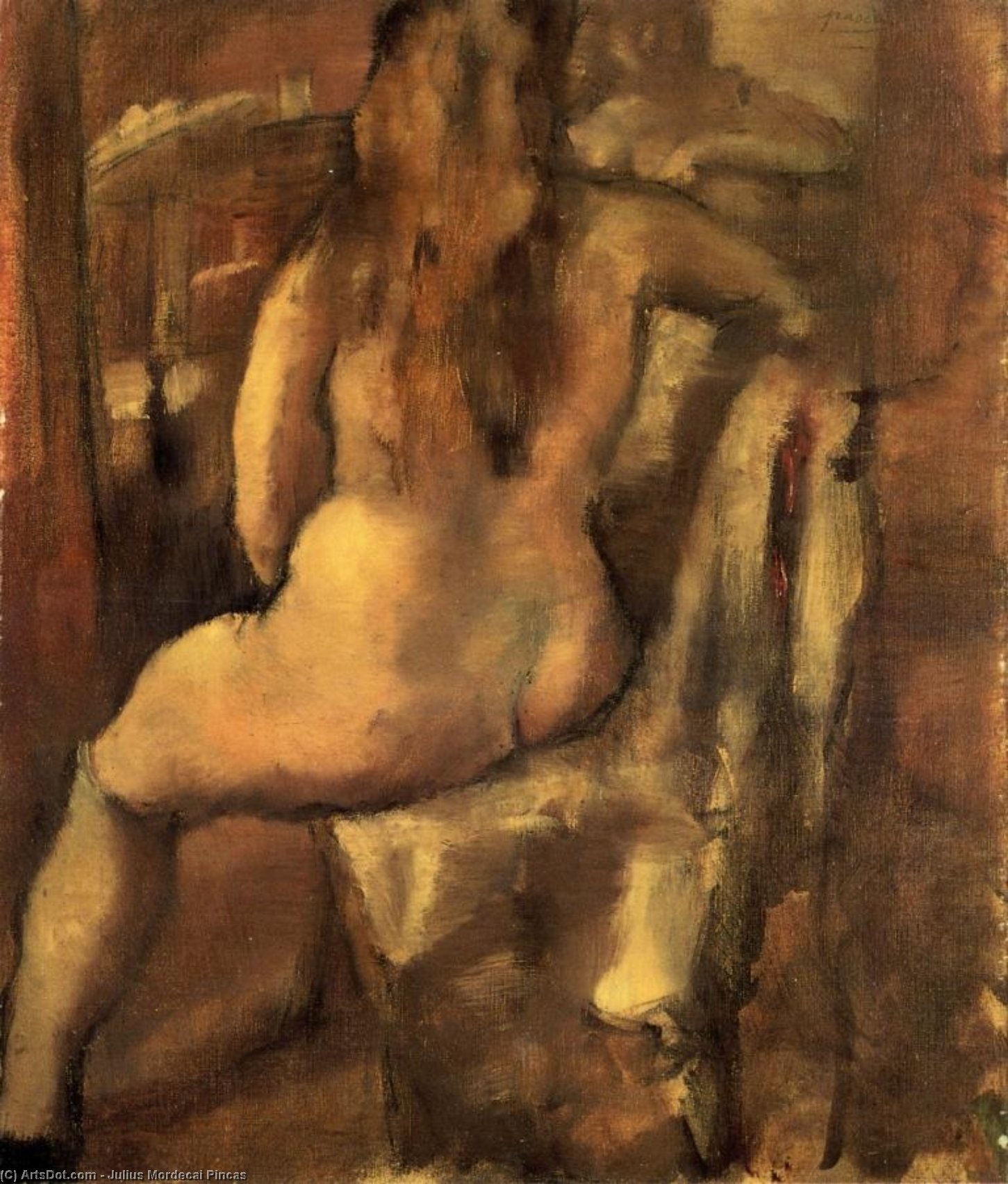WikiOO.org - Encyclopedia of Fine Arts - Maalaus, taideteos Julius Mordecai Pincas - Seated Nude
