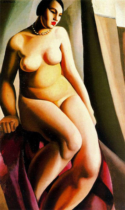 Wikoo.org - موسوعة الفنون الجميلة - اللوحة، العمل الفني Tamara De Lempicka - Seated Nude