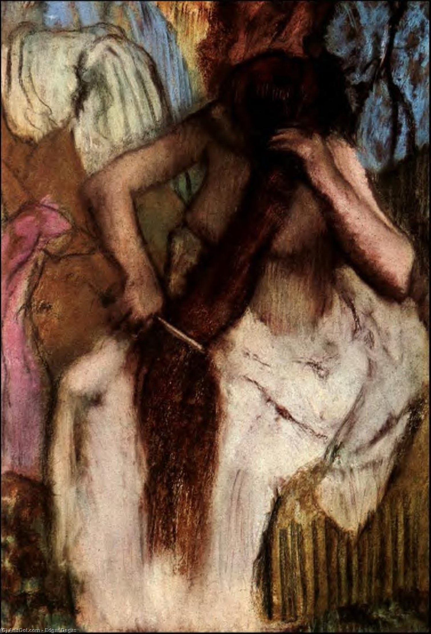 Wikioo.org - The Encyclopedia of Fine Arts - Painting, Artwork by Edgar Degas - Seated Woman Combing Her Hair