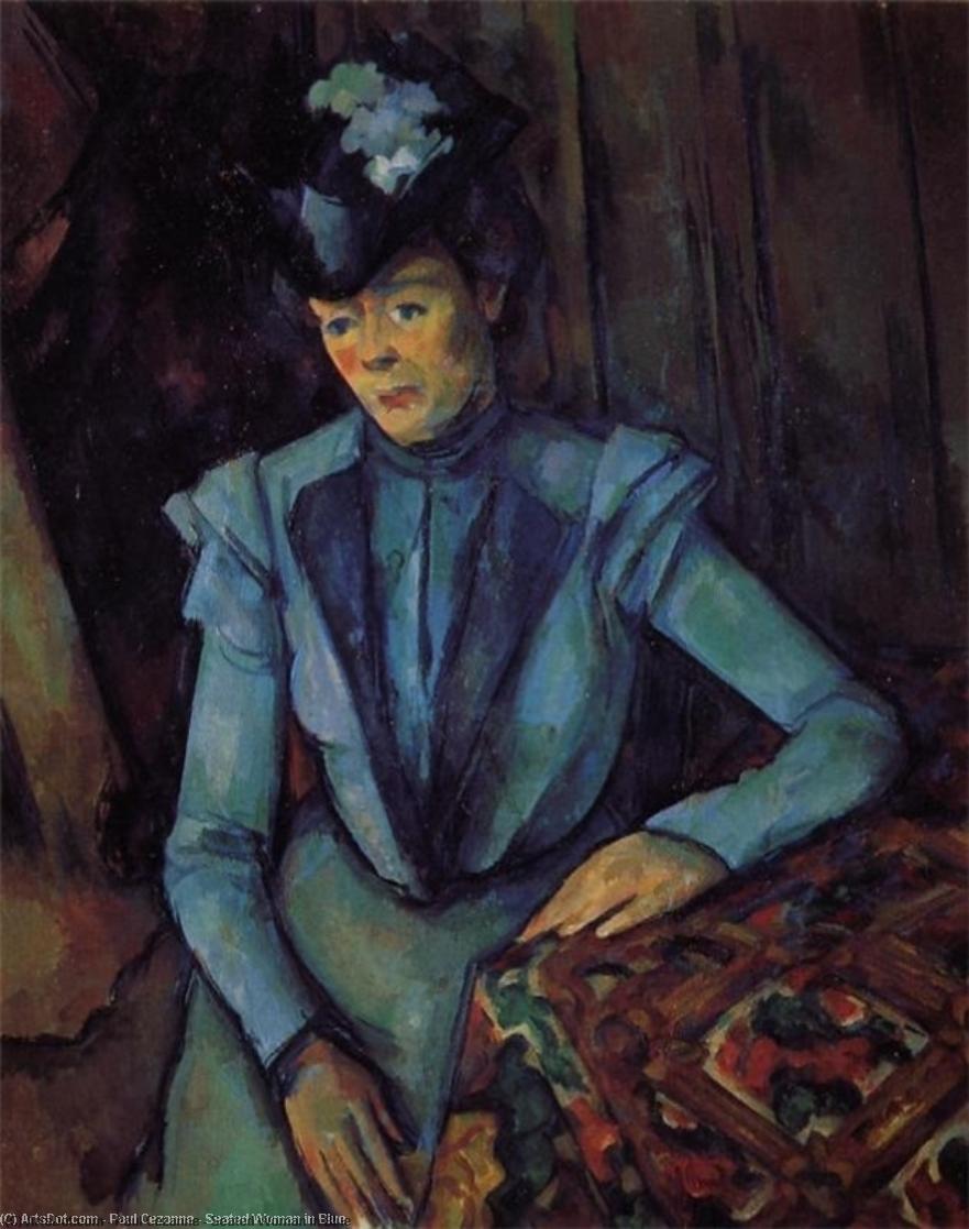 WikiOO.org – 美術百科全書 - 繪畫，作品 Paul Cezanne -  坐在女人 在  蓝色