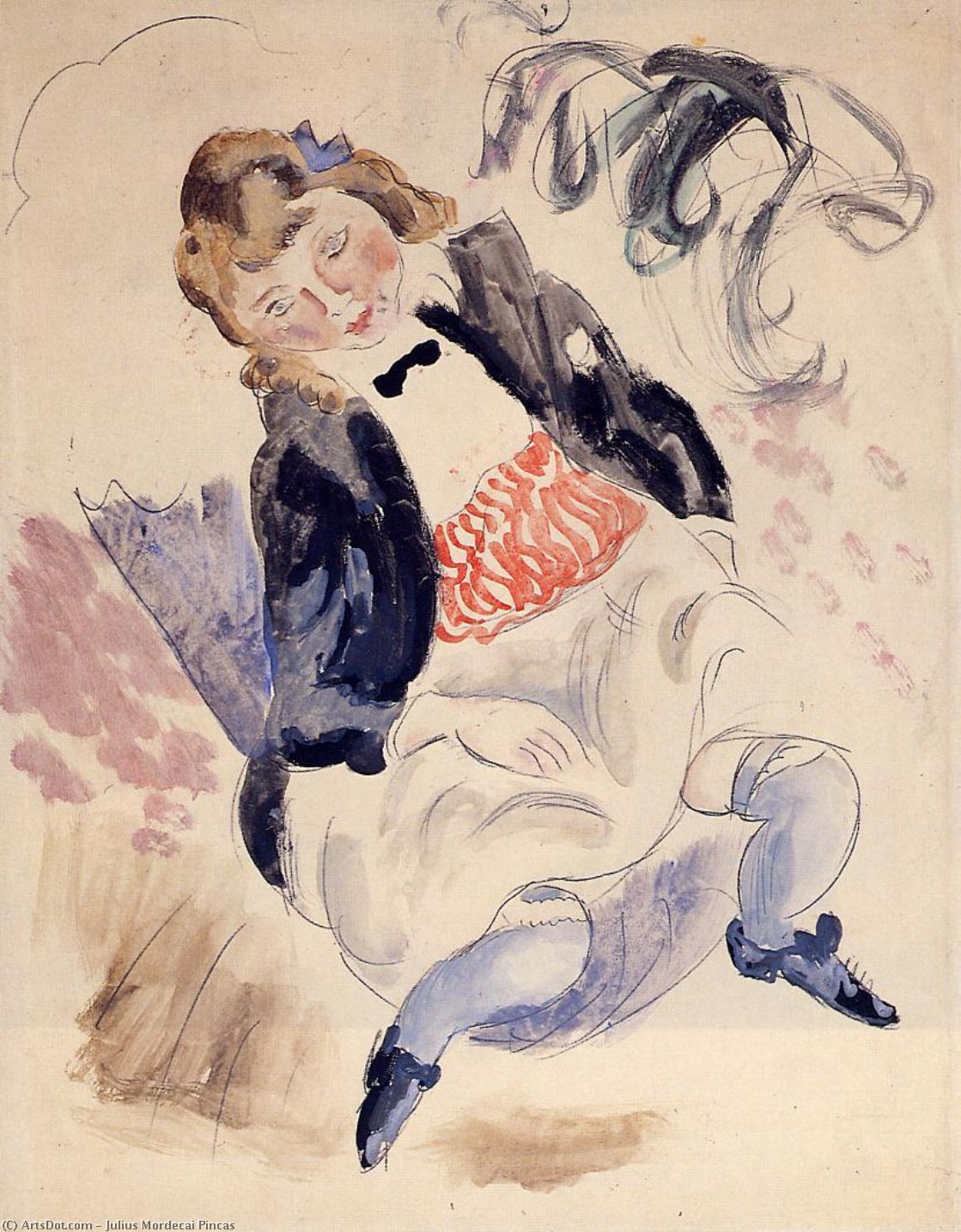 Wikioo.org - Bách khoa toàn thư về mỹ thuật - Vẽ tranh, Tác phẩm nghệ thuật Julius Mordecai Pincas - Seated Young Girl