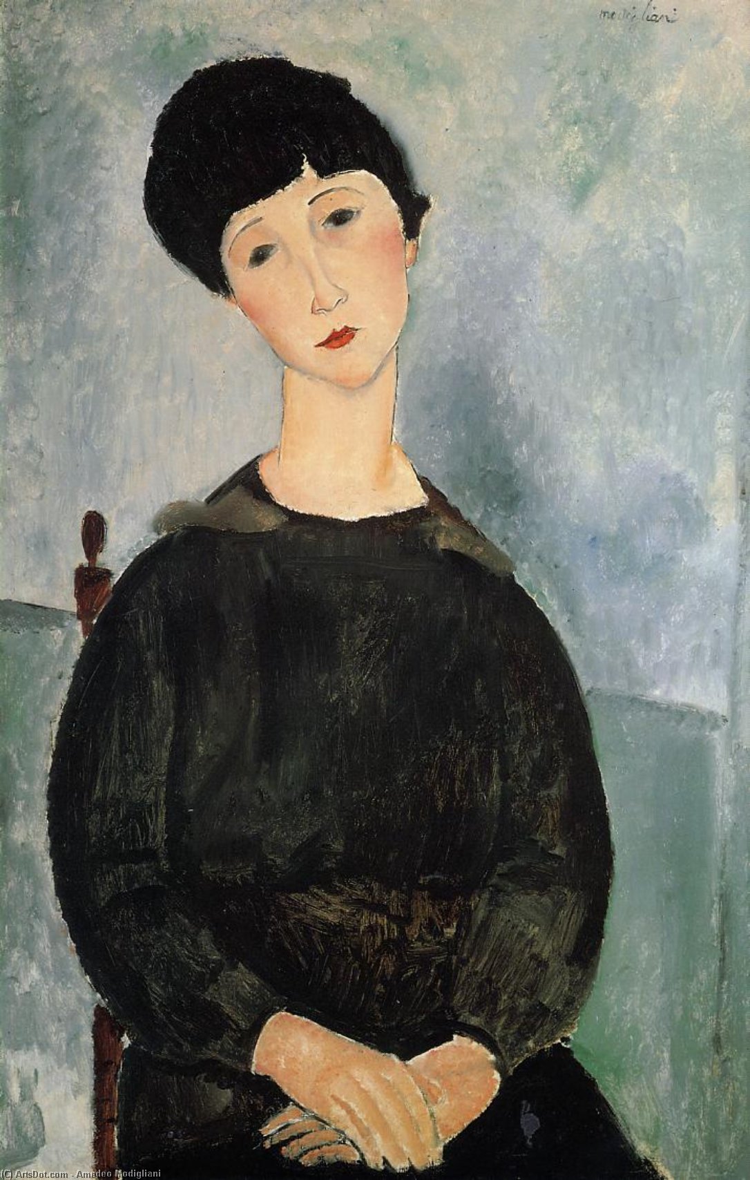 WikiOO.org - Encyclopedia of Fine Arts - Maalaus, taideteos Amedeo Modigliani - Seated Young Woman