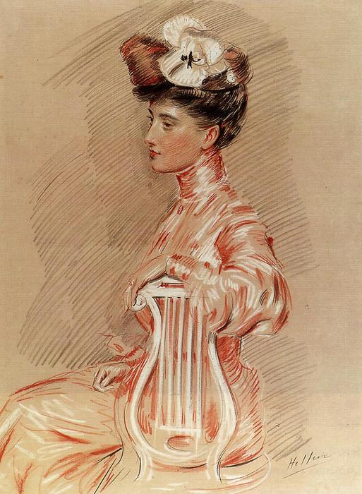 Wikioo.org - The Encyclopedia of Fine Arts - Painting, Artwork by Paul Cesar Helleu - Seated Young Woman