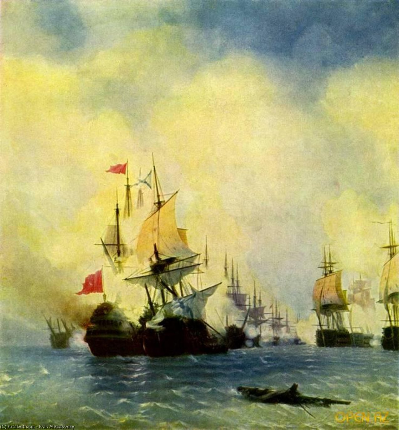 Wikioo.org - สารานุกรมวิจิตรศิลป์ - จิตรกรรม Ivan Aivazovsky - Sea buttle near Navarine