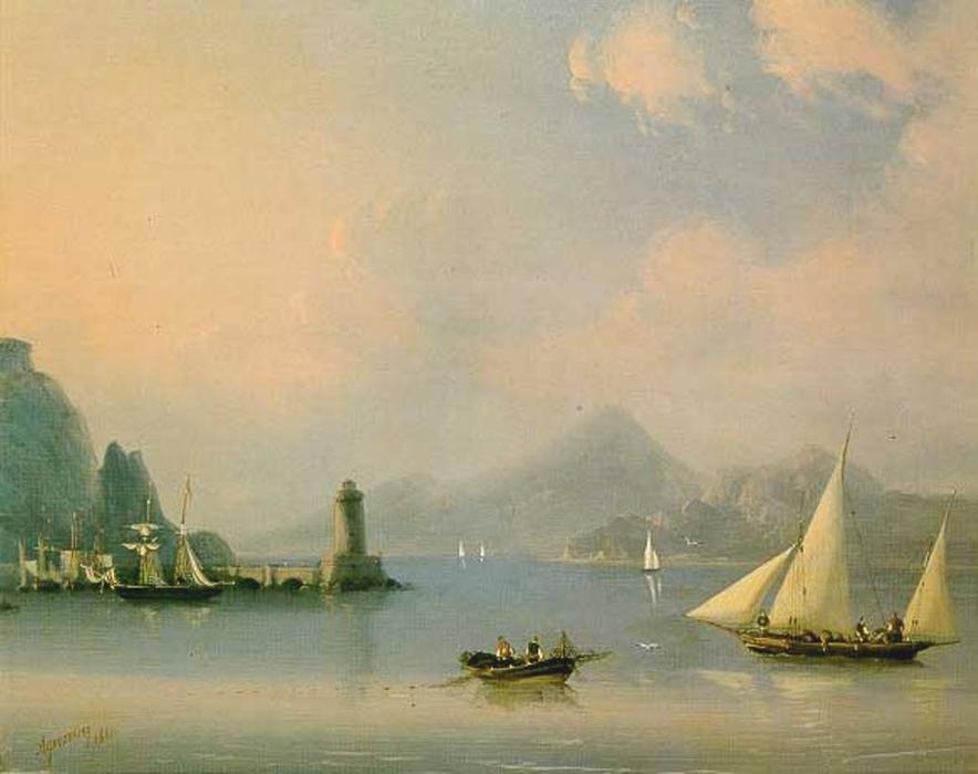 Wikioo.org - The Encyclopedia of Fine Arts - Painting, Artwork by Ivan Aivazovsky - Sea channel with lighthouse