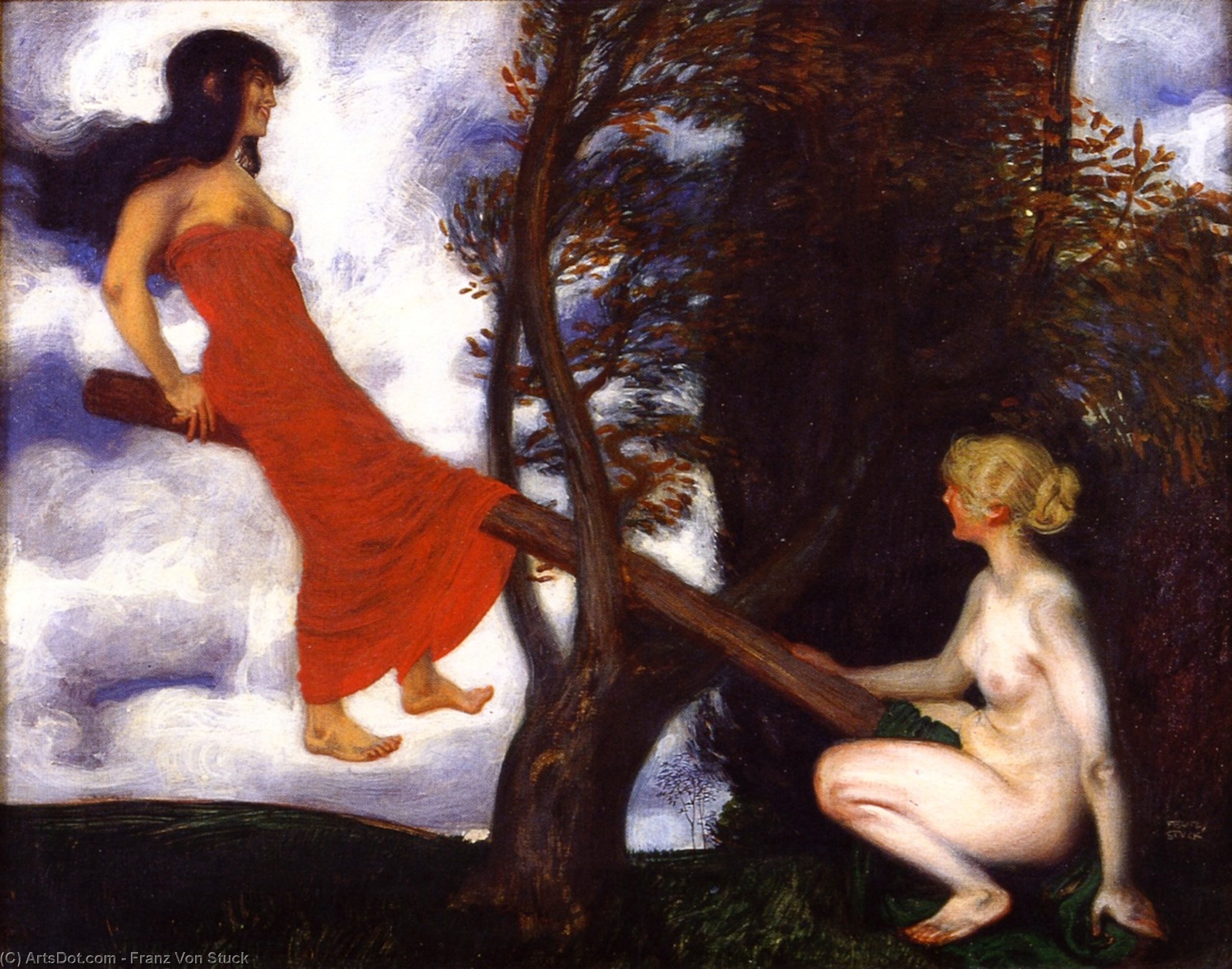 Wikioo.org - The Encyclopedia of Fine Arts - Painting, Artwork by Franz Von Stuck - The Seesaw