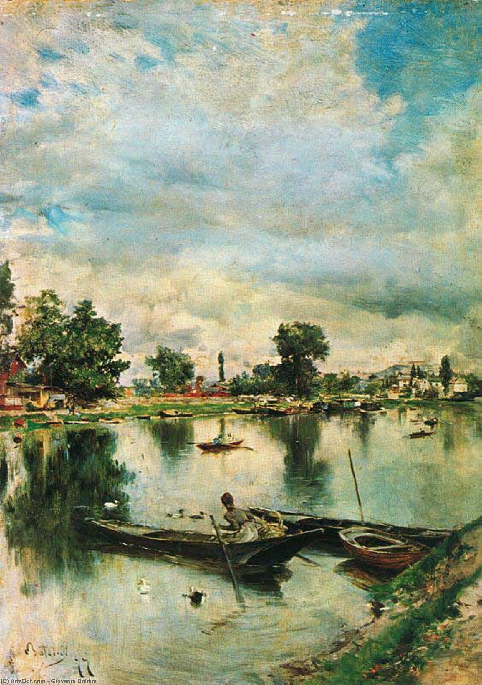 Wikioo.org - The Encyclopedia of Fine Arts - Painting, Artwork by Giovanni Boldini - The Seine at Mont Valérien