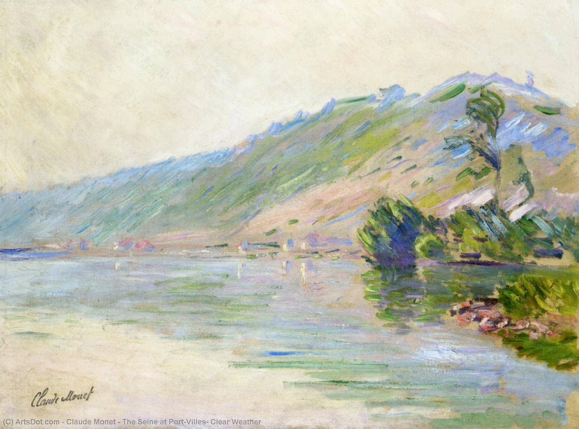 Wikioo.org - The Encyclopedia of Fine Arts - Painting, Artwork by Claude Monet - The Seine at Port-Villes, Clear Weather