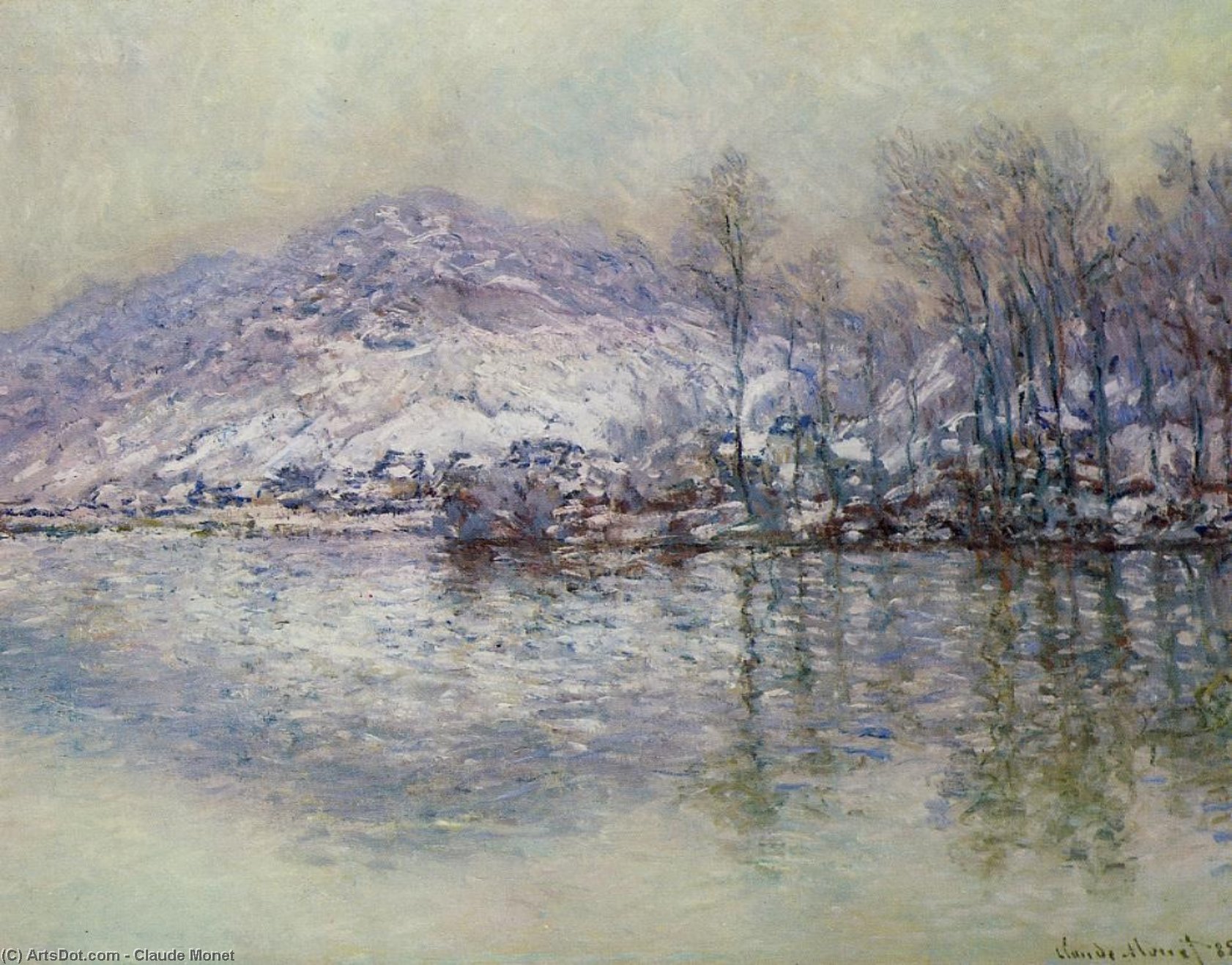 Wikioo.org – L'Encyclopédie des Beaux Arts - Peinture, Oeuvre de Claude Monet - La Seine à Port Villez neige  effet