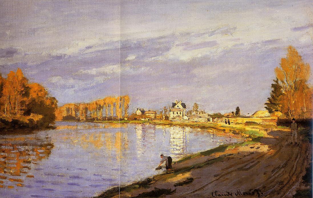Wikoo.org - موسوعة الفنون الجميلة - اللوحة، العمل الفني Claude Monet - The Seine near Bougival (detail)