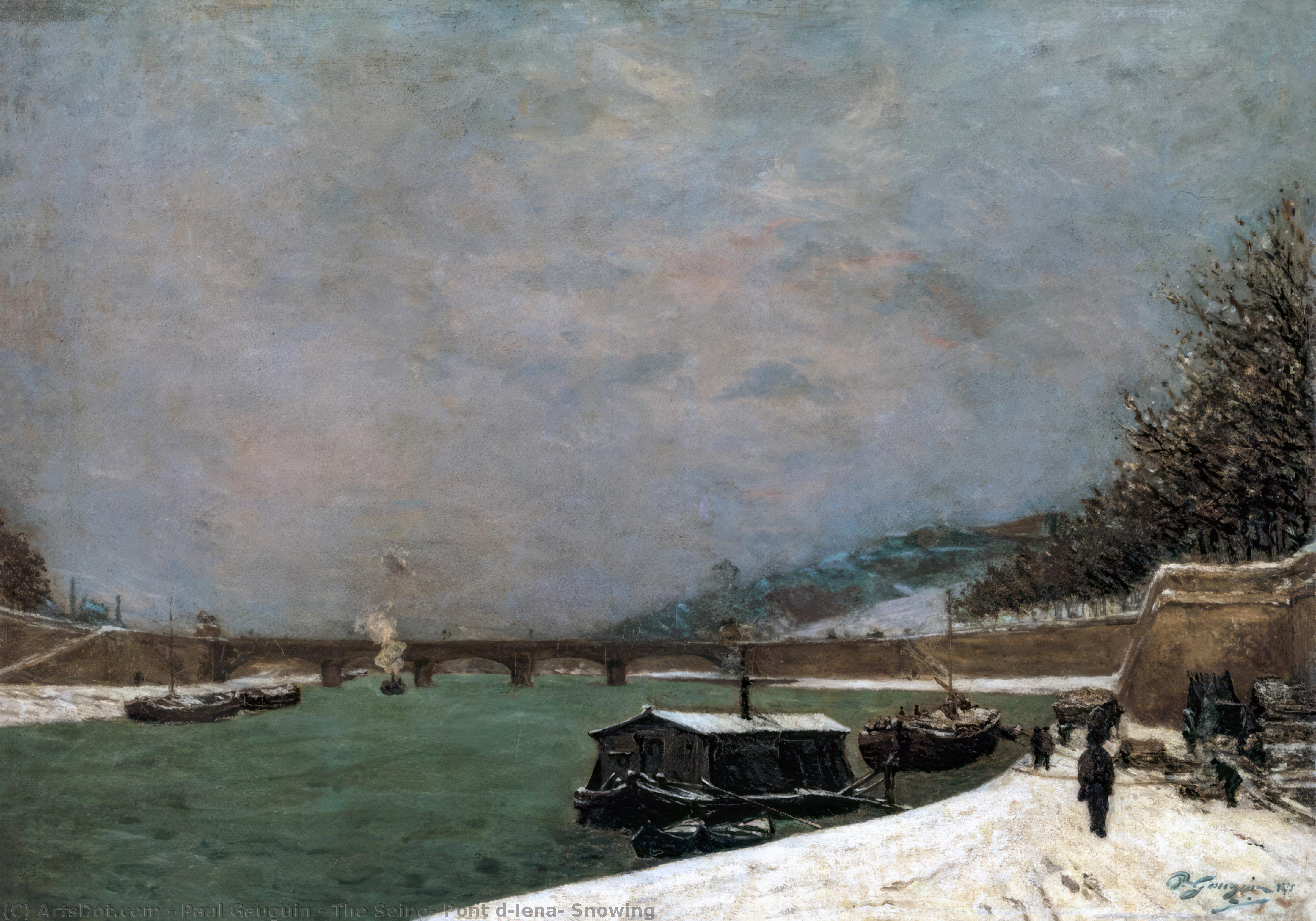 WikiOO.org - Εγκυκλοπαίδεια Καλών Τεχνών - Ζωγραφική, έργα τέχνης Paul Gauguin - The Seine, Pont d'Iena, Snowing